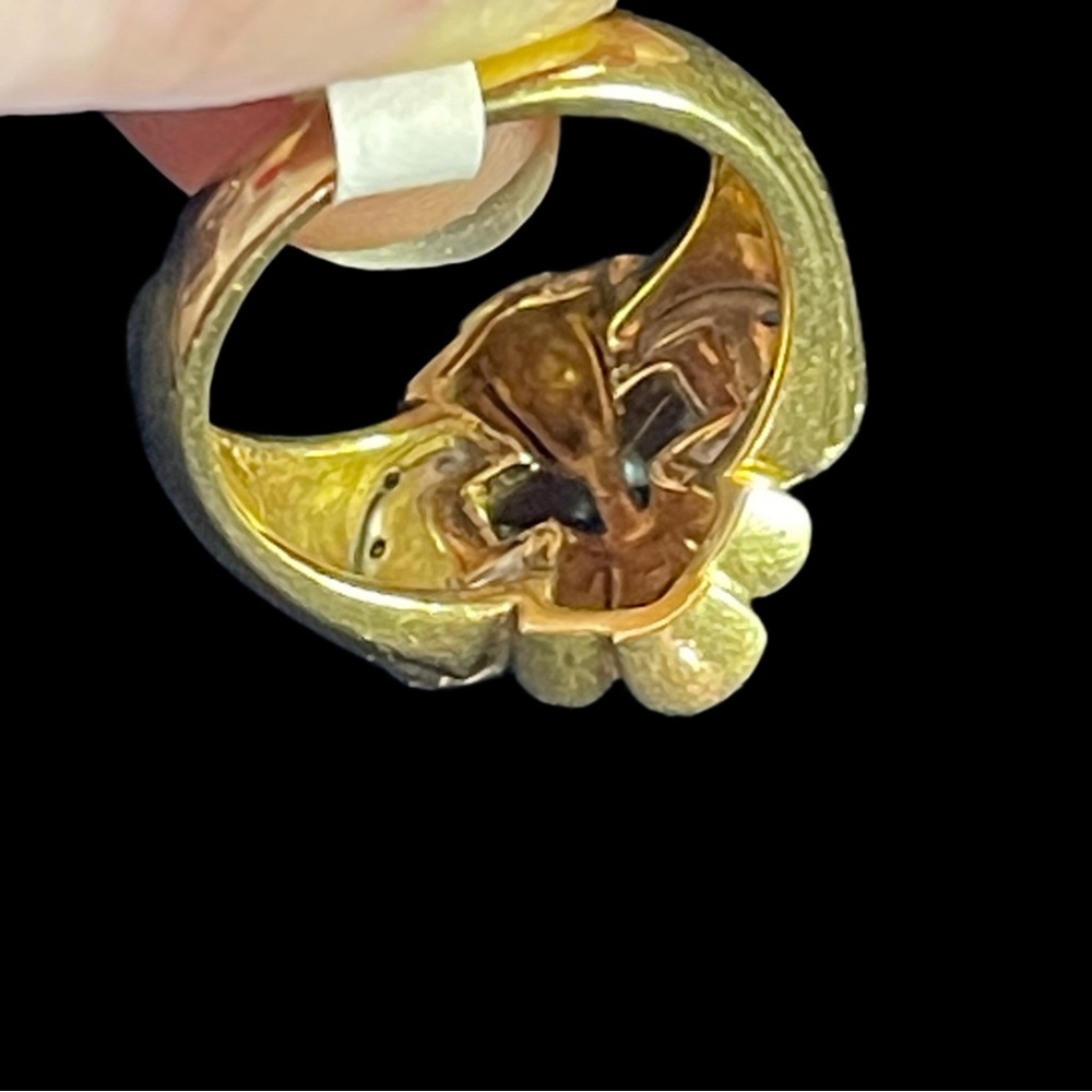 ✨RARE 18k Art Deco Solid Gold Tank Ring with Diamonds - Picture 3 of 3